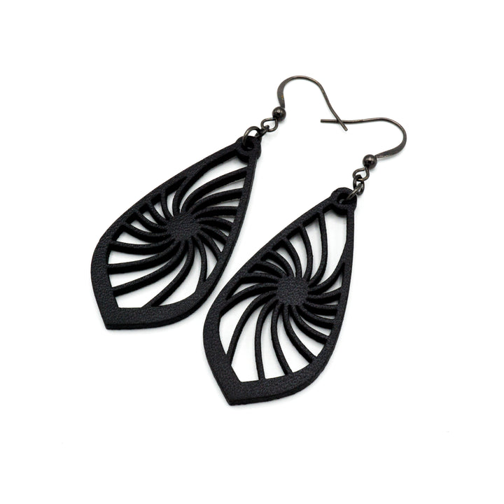 Gem Point 03 [M] // Leather Earrings - Black - LIGHT RAZOR DESIGN STUDIO