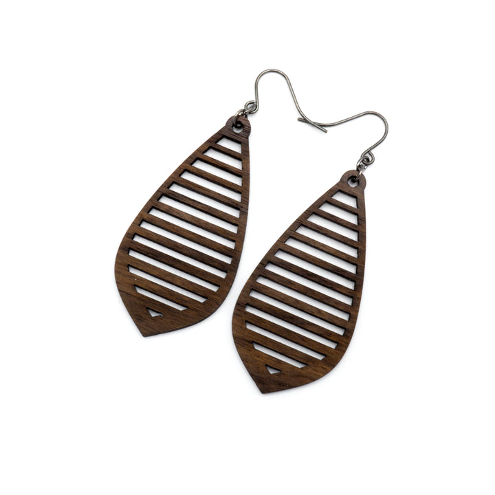 Gem Point 10 [M] // Wood Earrings - Walnut - LIGHT RAZOR DESIGN STUDIO