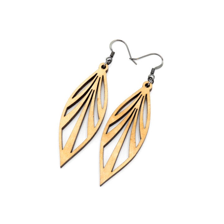 Petal 03 [S] // Wood Earrings - Maple - LIGHT RAZOR DESIGN STUDIO