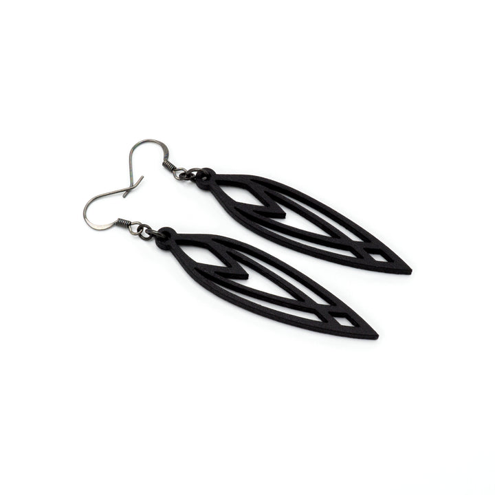 Totem 04 [S] // Leather Earrings - Black - LIGHT RAZOR DESIGN STUDIO