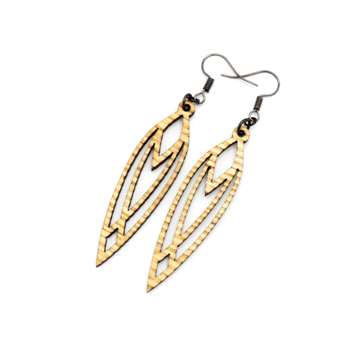Totem 04 [S] // Wood Earrings - Ash - LIGHT RAZOR DESIGN STUDIO