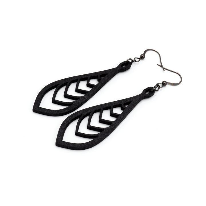 Saturā Variant 03 // Leather Earrings - Black - LIGHT RAZOR DESIGN STUDIO