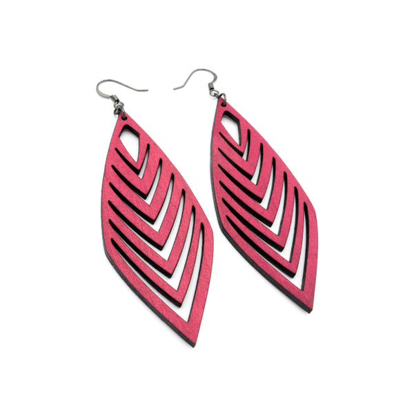 Terrabyte v.18 // Leather Earrings - Fuchsia - LIGHT RAZOR DESIGN STUDIO