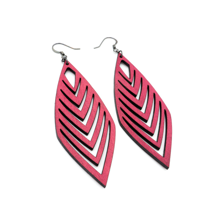 Terrabyte v.18 // Leather Earrings - Fuchsia - LIGHT RAZOR DESIGN STUDIO