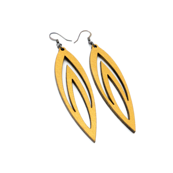 Totem 08 [L] // Leather Earrings - Gold - LIGHT RAZOR DESIGN STUDIO