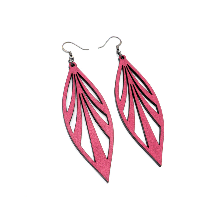 Petal 03 [L] // Leather Earrings - Fuchsia - LIGHT RAZOR DESIGN STUDIO