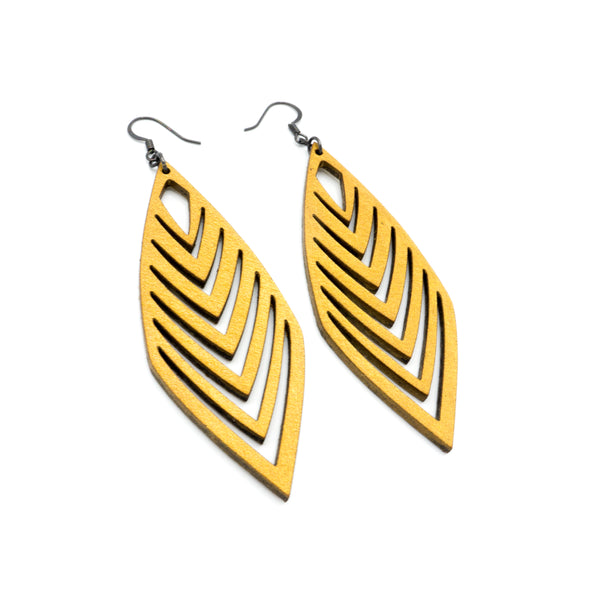 Terrabyte v.18 // Leather Earrings - Gold - LIGHT RAZOR DESIGN STUDIO