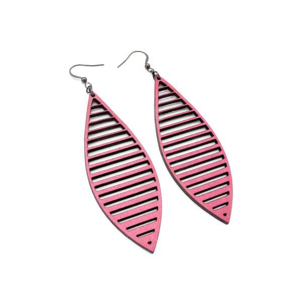 Terrabyte v.11_4 // Leather Earrings - Fuchsia Pearl - LIGHT RAZOR DESIGN STUDIO