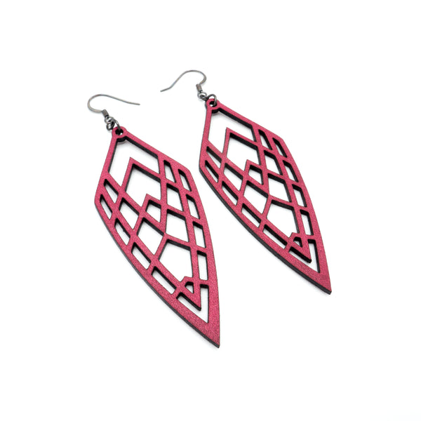 Arrowhead 01 [L] // Leather Earrings - Fuchsia - LIGHT RAZOR DESIGN STUDIO