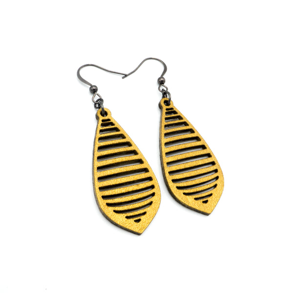 Gem Point 12 [S] // Leather Earrings - Gold - LIGHT RAZOR DESIGN STUDIO