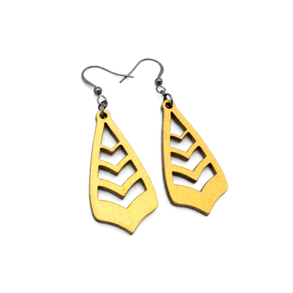 Totem 09 [S] // Leather Earrings - Gold - LIGHT RAZOR DESIGN STUDIO
