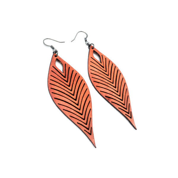 Terrabyte 10 // Leather Earrings - Light Red