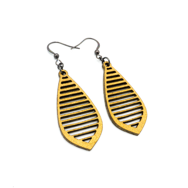 Gem Point 11 [S] // Leather Earrings - Gold - LIGHT RAZOR DESIGN STUDIO