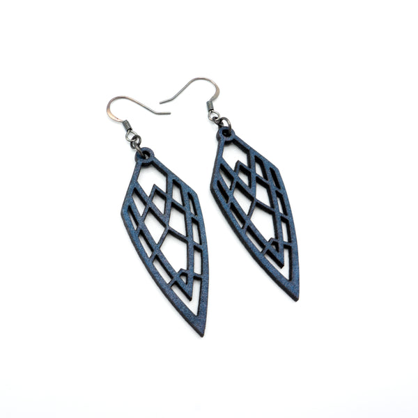 Arrowhead 01 [S] // Leather Earrings - Navy Blue - LIGHT RAZOR DESIGN STUDIO