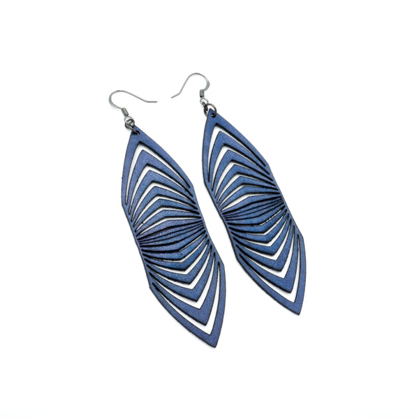 Terrabyte 17 // Leather Earrings - Navy Blue