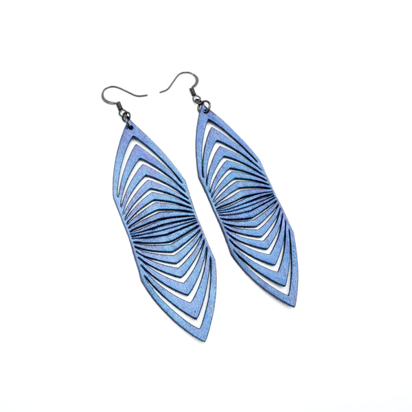 Terrabyte 17 // Leather Earrings - Navy Blue Pearl