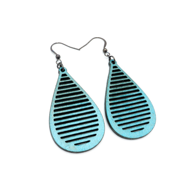 Drop 05 [S] // Leather Earrings - Turquoise Pearl - LIGHT RAZOR DESIGN STUDIO