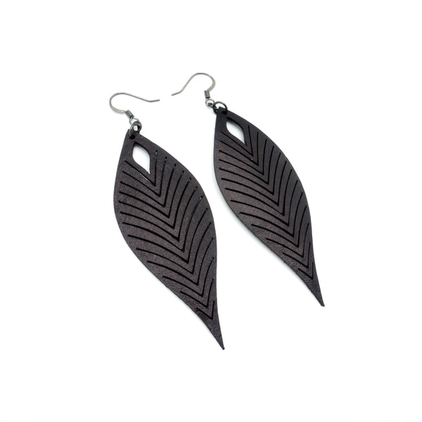 Terrabyte 10 // Leather Earrings - Black