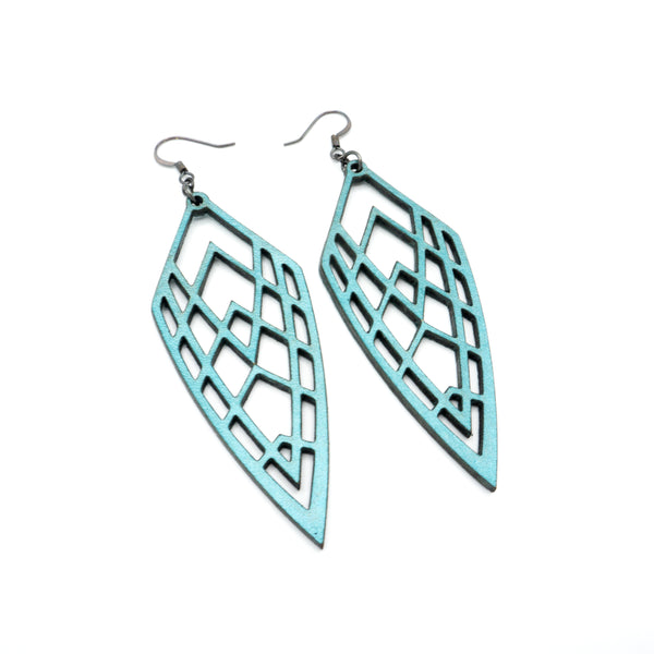 Arrowhead 01 [L] // Leather Earrings - Turquoise Pearl - LIGHT RAZOR DESIGN STUDIO