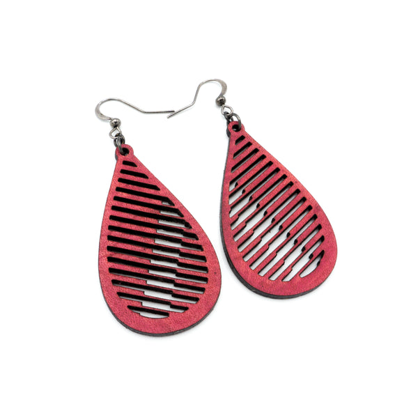 Drop 06 [S] // Leather Earrings - Fuchsia - LIGHT RAZOR DESIGN STUDIO