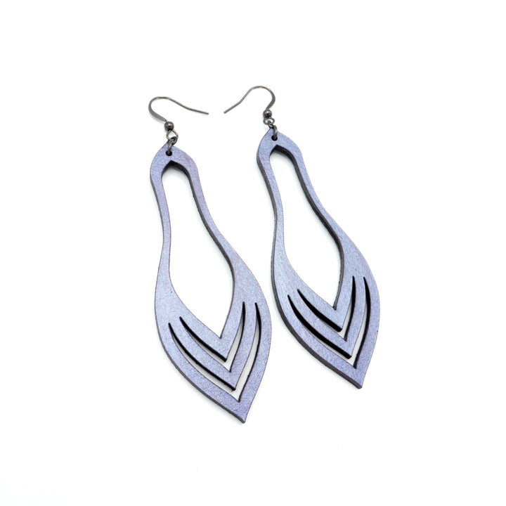 Terrabyte v.02_3 // Leather Earrings - Purple Pearl - LIGHT RAZOR DESIGN STUDIO