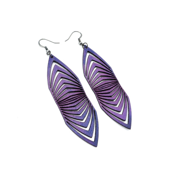 Terrabyte 17 // Leather Earrings - Medium Purple