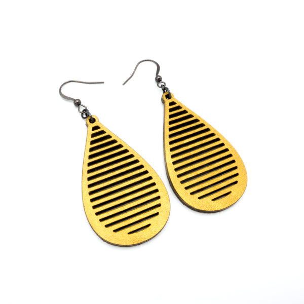 Drop 05 [S] // Leather Earrings - Gold - LIGHT RAZOR DESIGN STUDIO