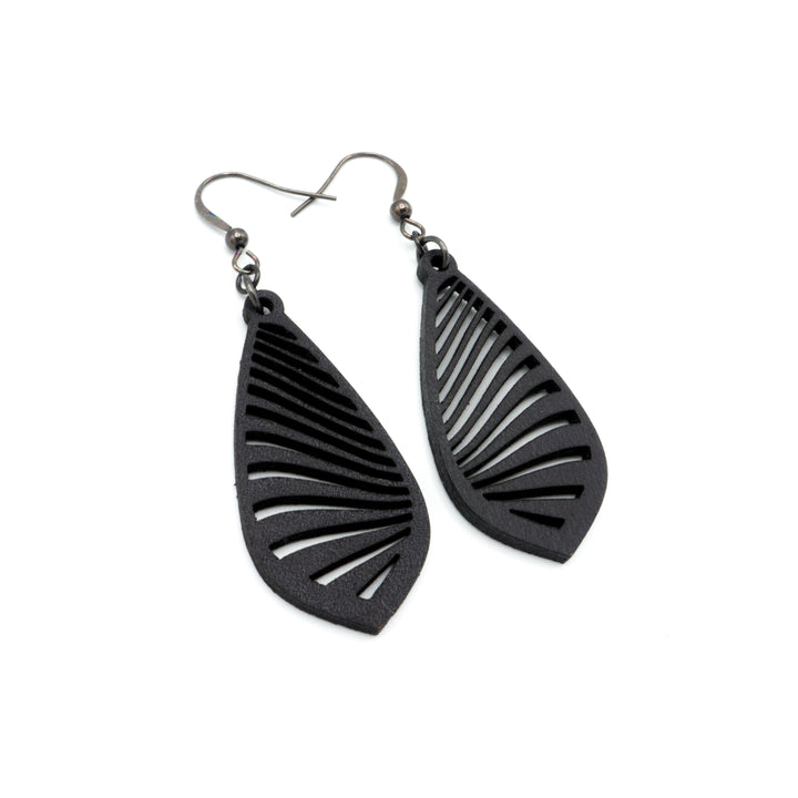 Gem Point 09 [S] // Leather Earrings - Black - LIGHT RAZOR DESIGN STUDIO