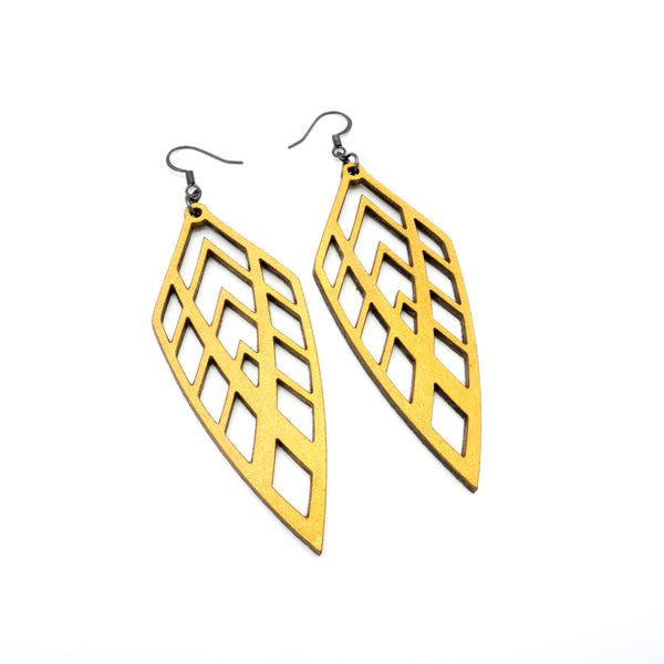 Arrowhead 02 [L] // Leather Earrings - Gold - LIGHT RAZOR DESIGN STUDIO