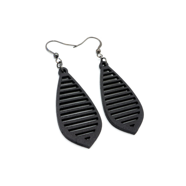 Gem Point 10 [S] // Leather Earrings - Black - LIGHT RAZOR DESIGN STUDIO