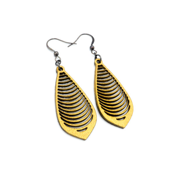Gem Point 13 [S] // Leather Earrings - Gold - LIGHT RAZOR DESIGN STUDIO