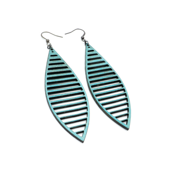 Terrabyte v.11_5 // Leather Earrings - Turquoise Pearl - LIGHT RAZOR DESIGN STUDIO