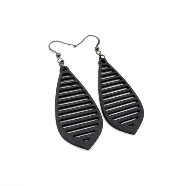 Gem Point 10 [M] // Leather Earrings - Black - LIGHT RAZOR DESIGN STUDIO