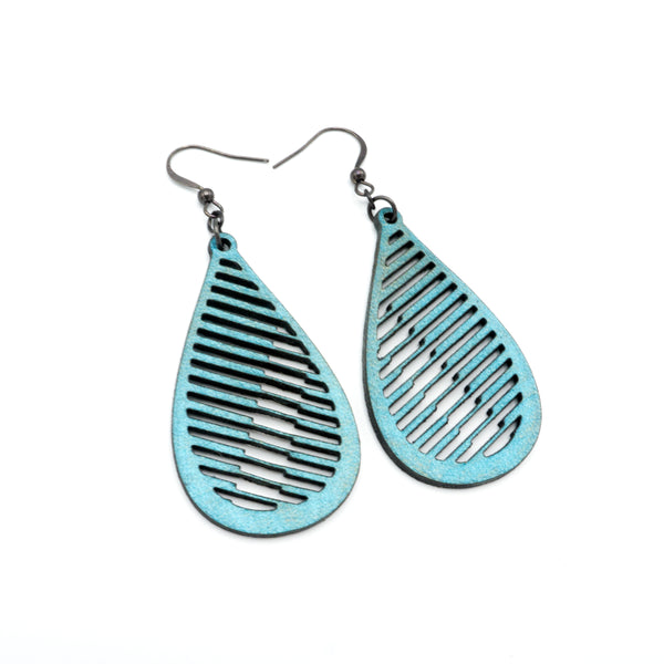 Drop 06 [S] // Leather Earrings - Turquoise Pearl - LIGHT RAZOR DESIGN STUDIO