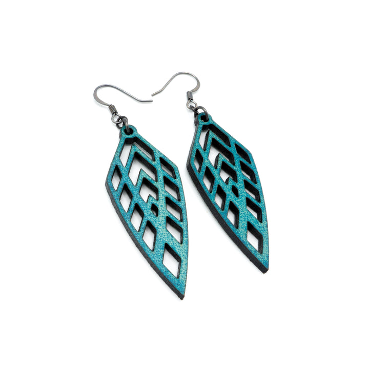 Arrowhead 02 [S] // Leather Earrings - Turquoise - LIGHT RAZOR DESIGN STUDIO