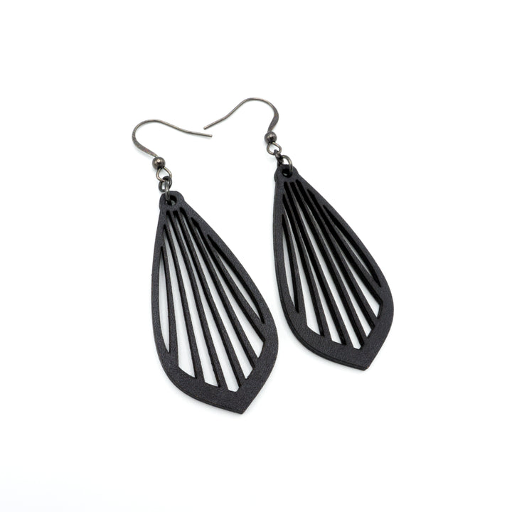 Gem Point 02 [M] // Leather Earrings - Black - LIGHT RAZOR DESIGN STUDIO