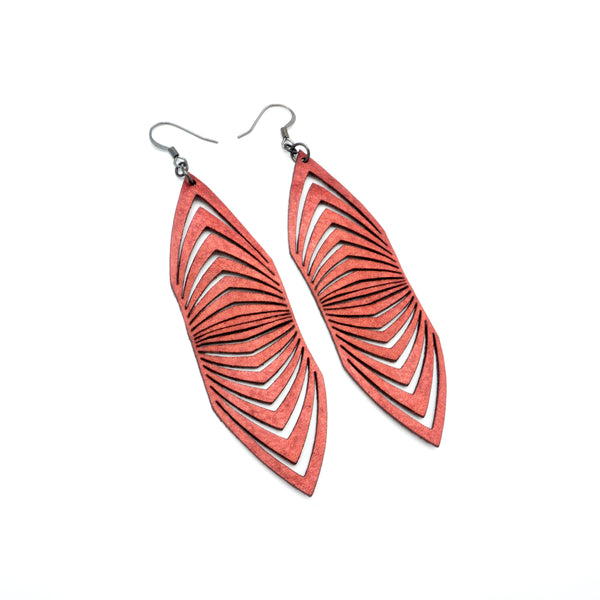 Terrabyte 17 // Leather Earrings - Red Pearl