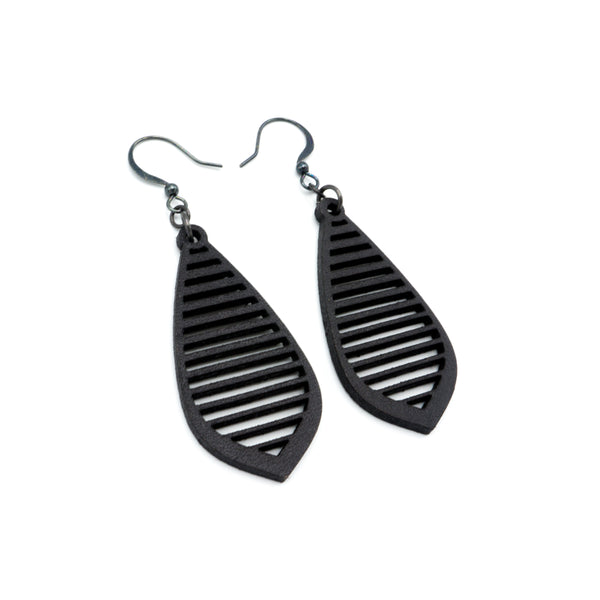 Gem Point 11 [S] // Leather Earrings - Black - LIGHT RAZOR DESIGN STUDIO