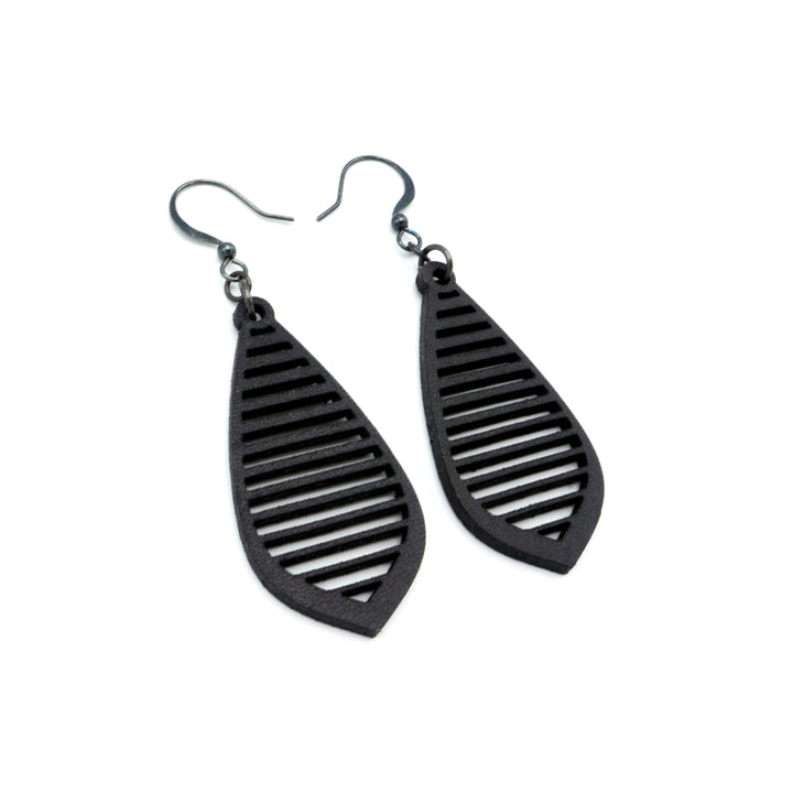 Gem Point 11 [S] // Leather Earrings - Black - LIGHT RAZOR DESIGN STUDIO
