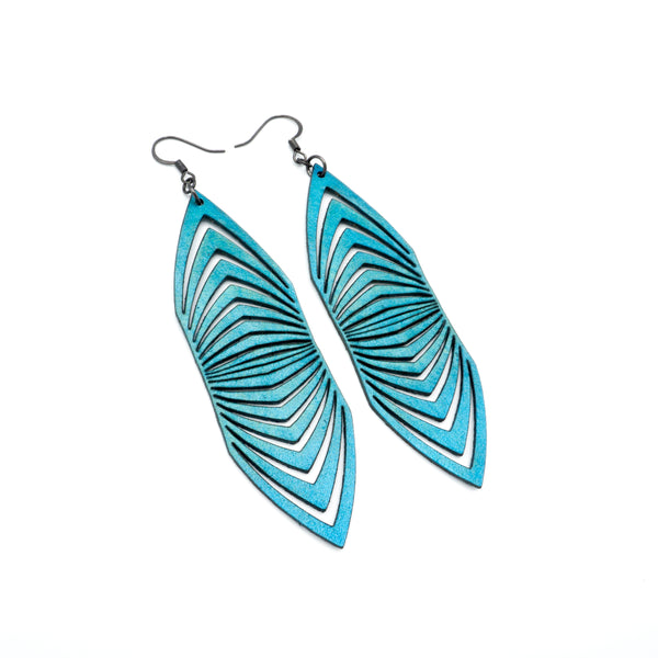 Terrabyte 17 // Leather Earrings - Turquoise Pearl