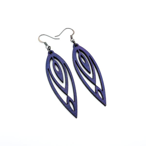 Totem 06 [S] // Leather Earrings - Purple - LIGHT RAZOR DESIGN STUDIO