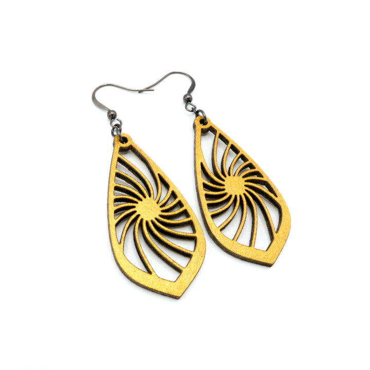 Gem Point 03 [M] // Leather Earrings - Gold - LIGHT RAZOR DESIGN STUDIO