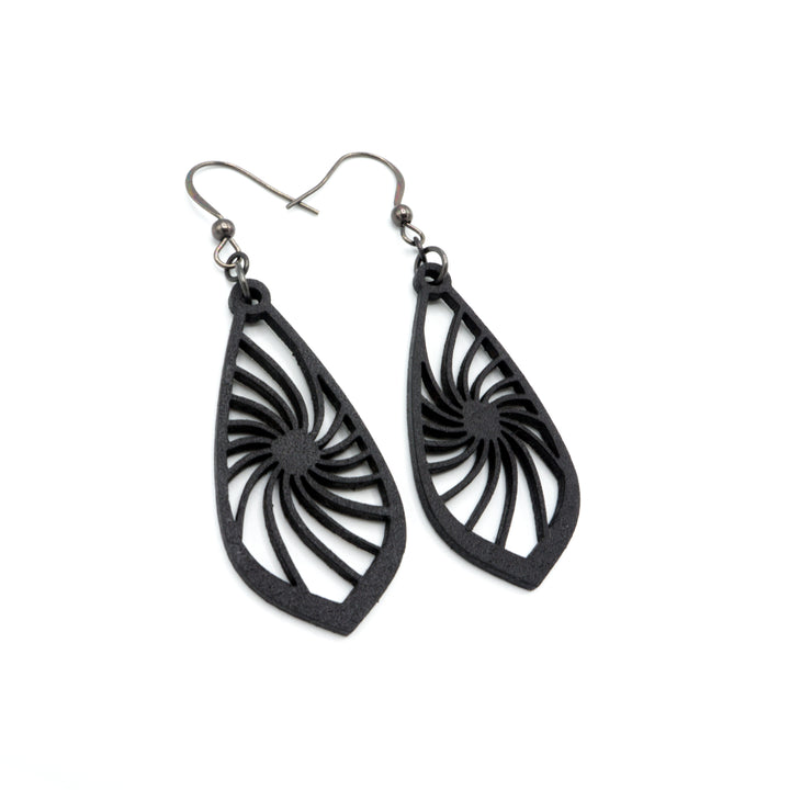 Gem Point 03 [S] // Leather Earrings - Black - LIGHT RAZOR DESIGN STUDIO