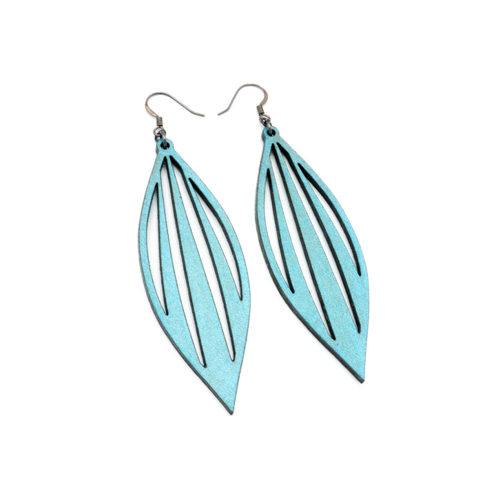 Petal 04 [L] // Leather Earrings - Turquoise Pearl - LIGHT RAZOR DESIGN STUDIO