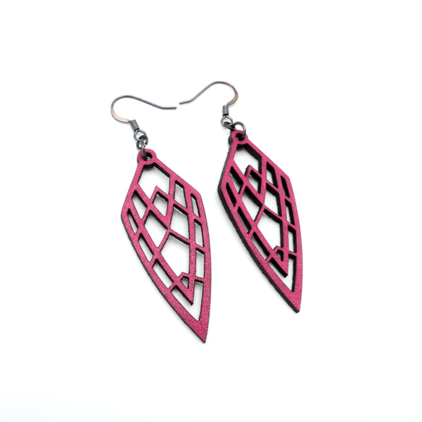 Arrowhead 01 [S] // Leather Earrings - Fuchsia - LIGHT RAZOR DESIGN STUDIO