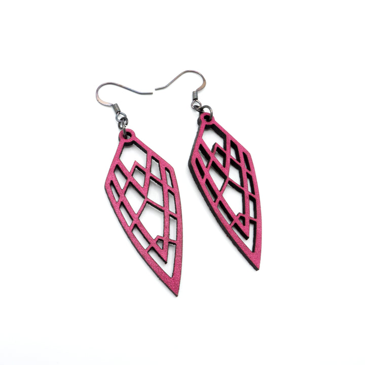 Arrowhead 01 [S] // Leather Earrings - Fuchsia - LIGHT RAZOR DESIGN STUDIO