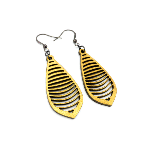 Gem Point 14 [S] // Leather Earrings - Gold - LIGHT RAZOR DESIGN STUDIO