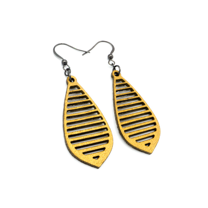 Gem Point 10 [S] // Leather Earrings - Gold - LIGHT RAZOR DESIGN STUDIO