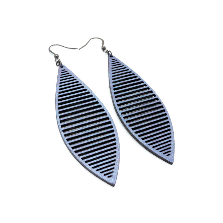 Terrabyte v.11_3 // Leather Earrings - Purple Pearl - LIGHT RAZOR DESIGN STUDIO