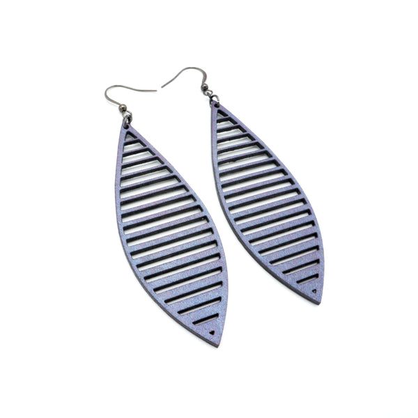 Terrabyte v.11_4 // Leather Earrings - Purple Pearl - LIGHT RAZOR DESIGN STUDIO